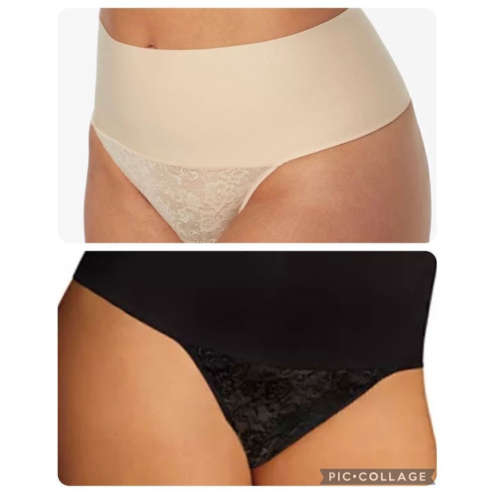 Spanx Lace Tanga Panties Seamless Underwear‎ Black Beige Nude Comfort Lingerie